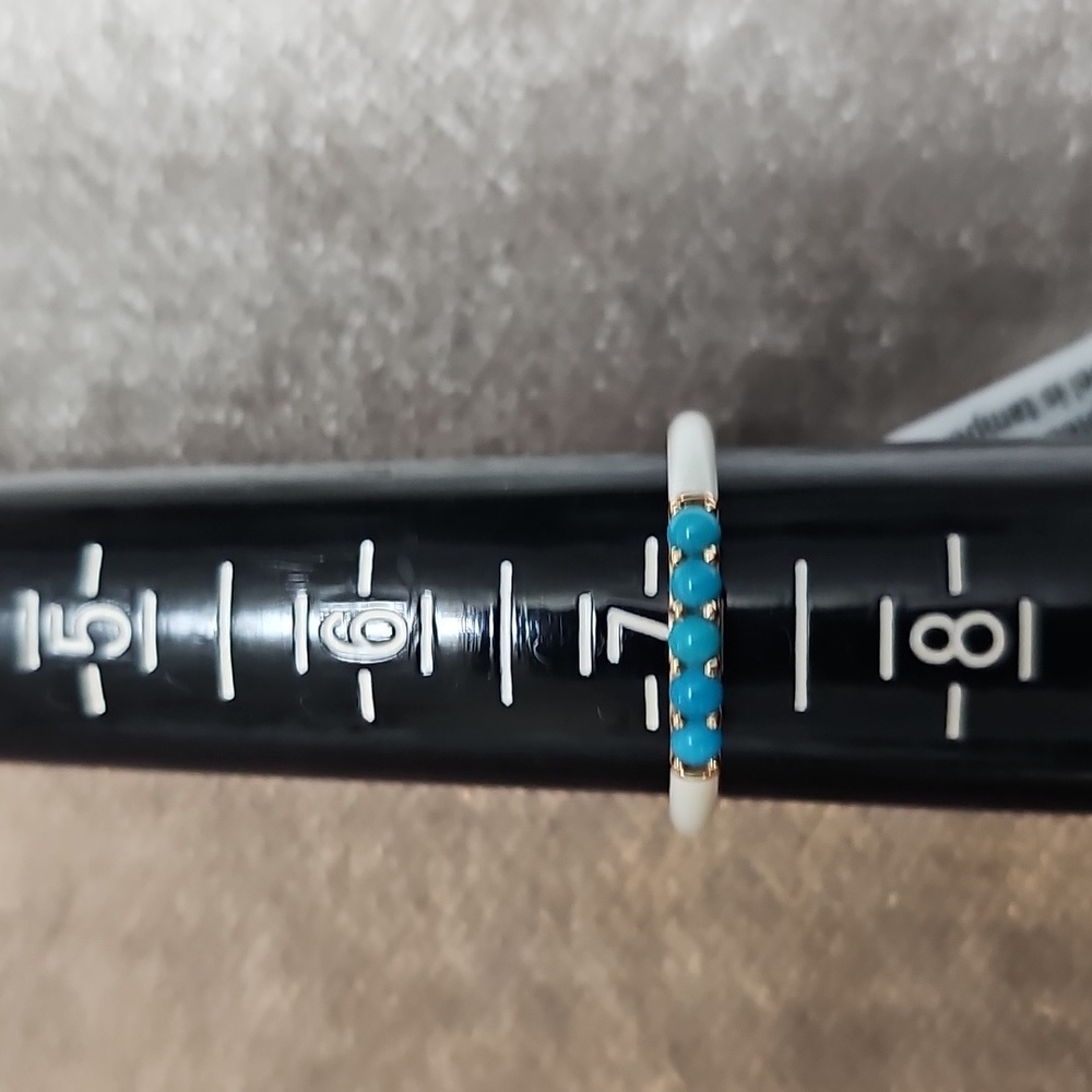 Solid Gold Turquoise Enamel Ring - image 2